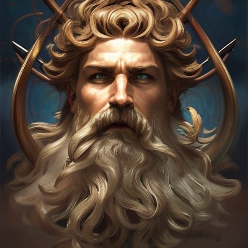 Poseidon, God of the Sea: Hyperdetailed Portrait