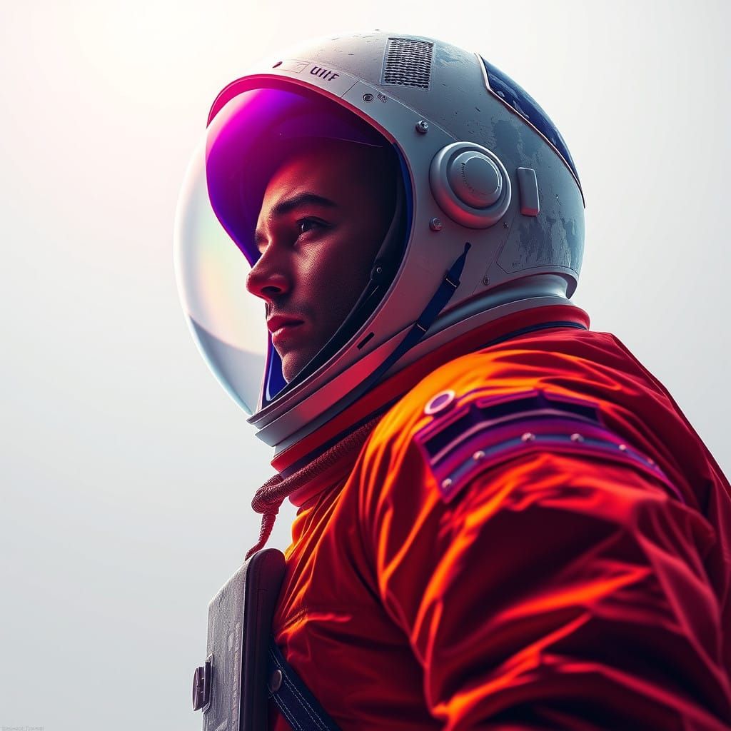 Surreal Astronaut Portrait in Bold Pop Art Style