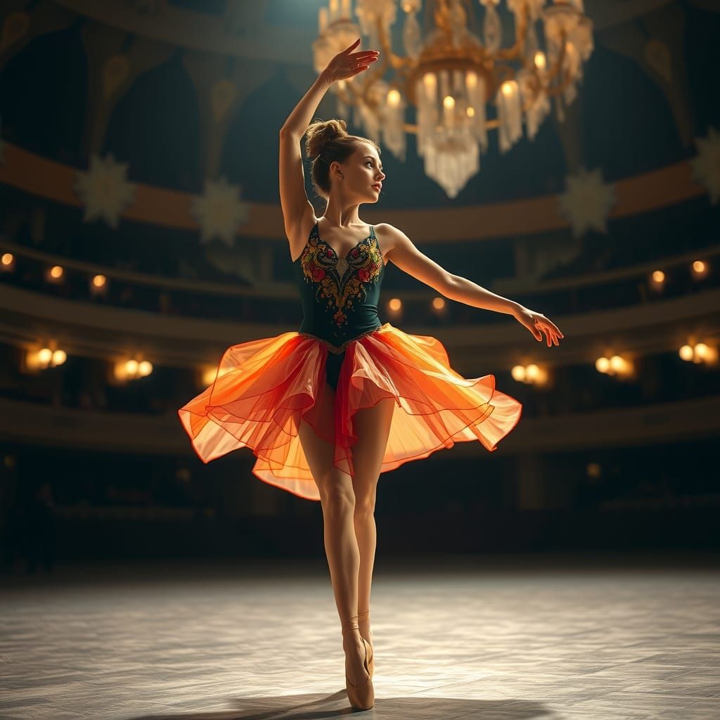 Dynamic Dancer on Stage, Impressionist Style