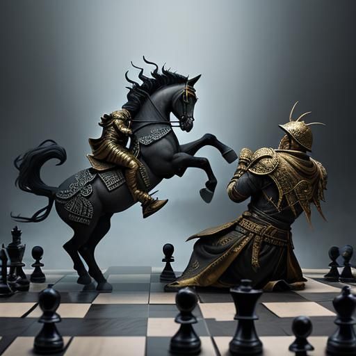 Epic Chess Battle: A Digital Matte Painting
