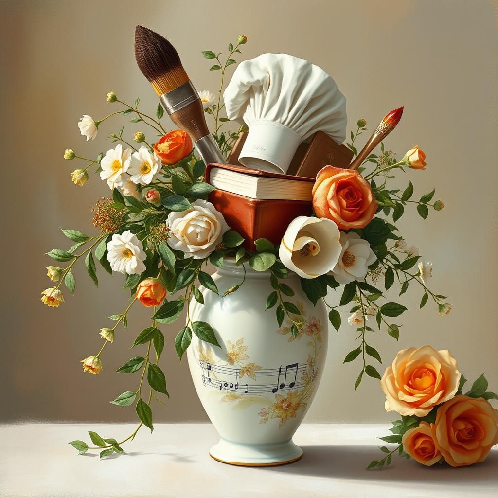 Vase Overflowing with Life Skills in Impressionist Style