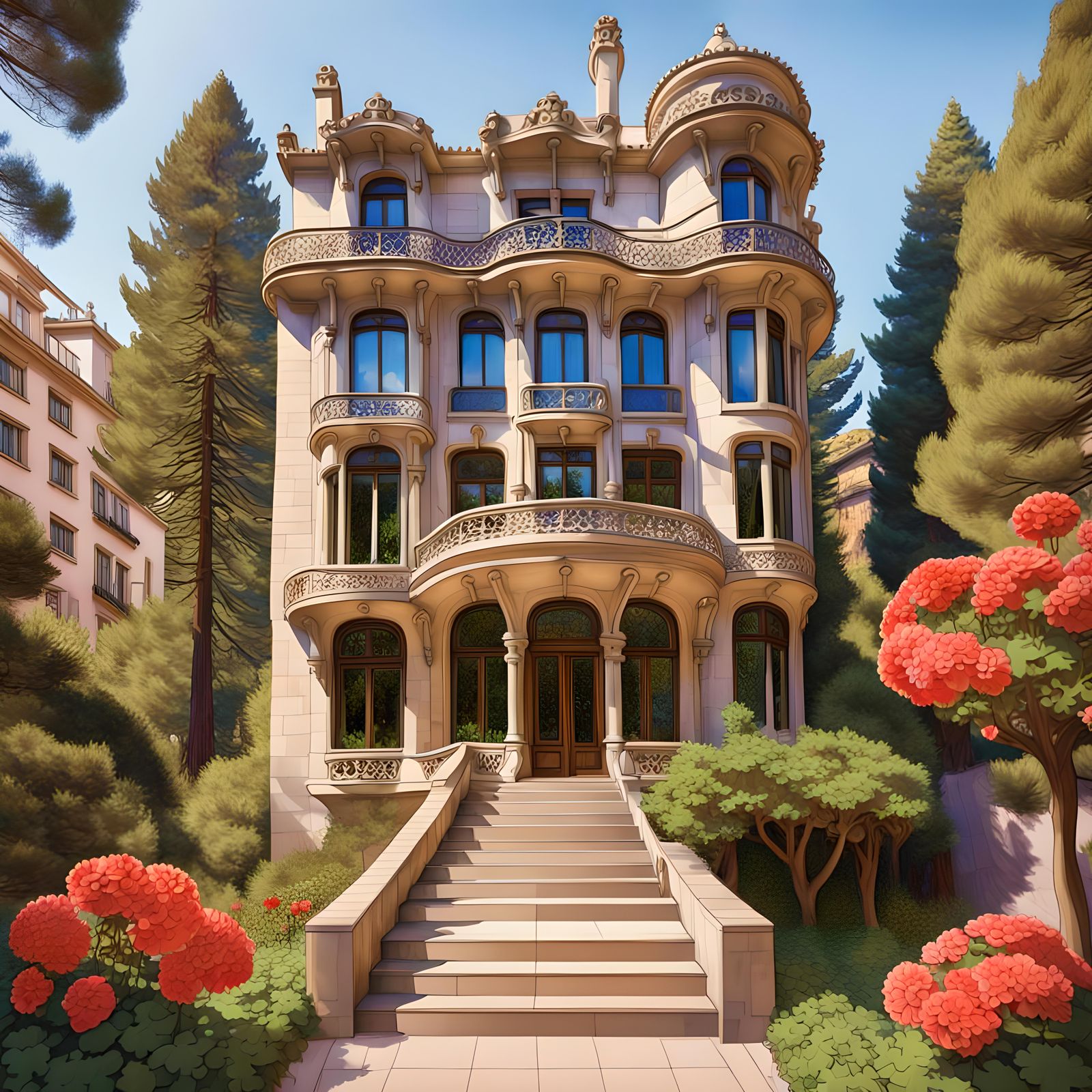 Art Nouveau Villa Inspired by Gaudí, Springtime