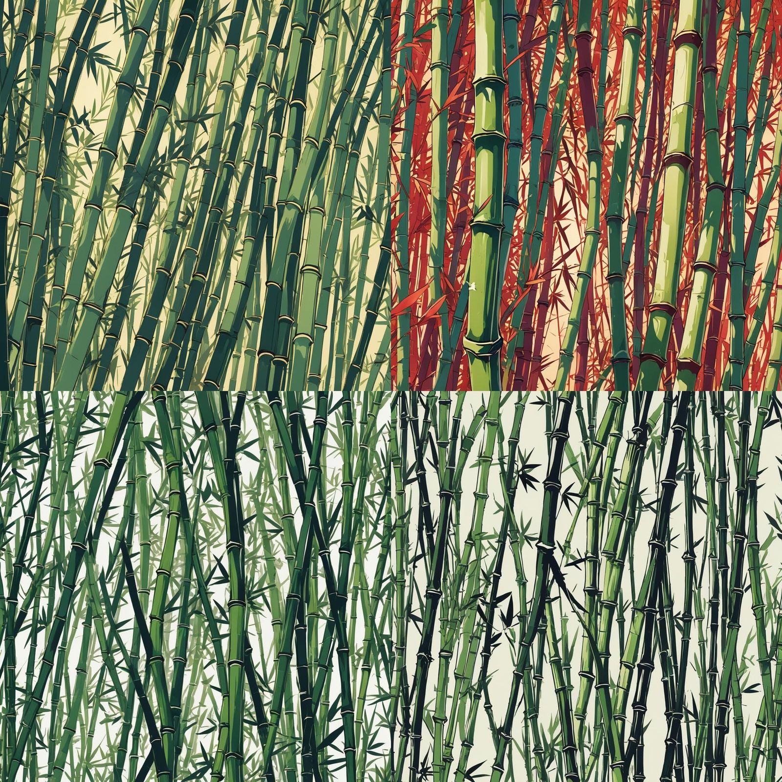 Stylized Bamboo Illustration in Cel-Shaded Anime Style