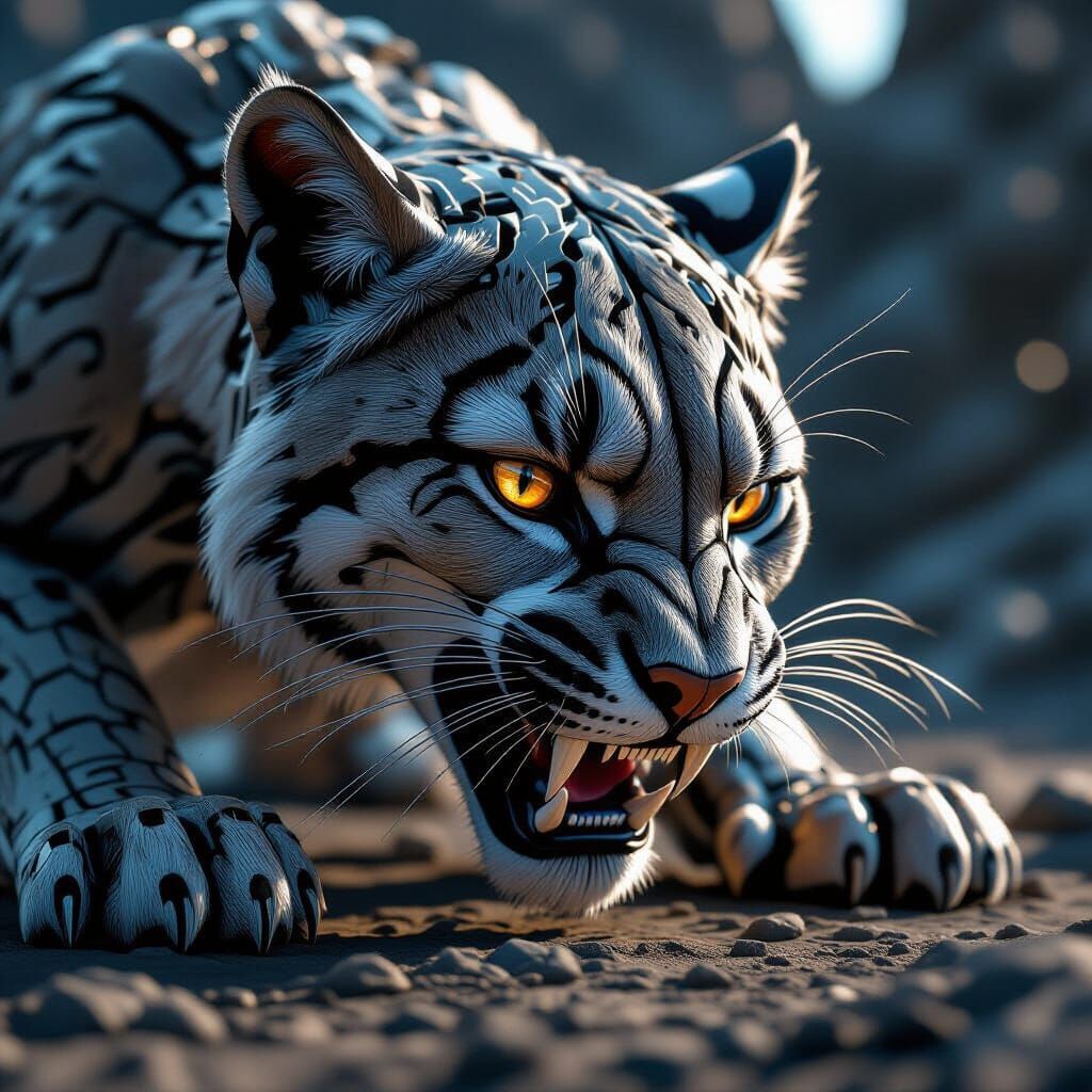 Sci-Fi Mountain Lion with Intricate Mechanical Details