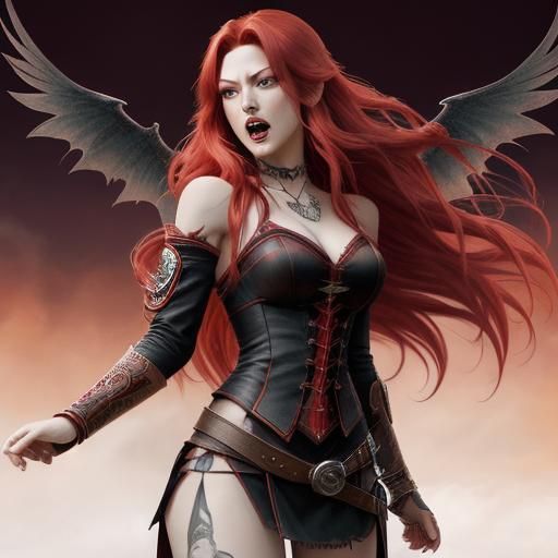 Anime Vampire Girl Yelling in Despair