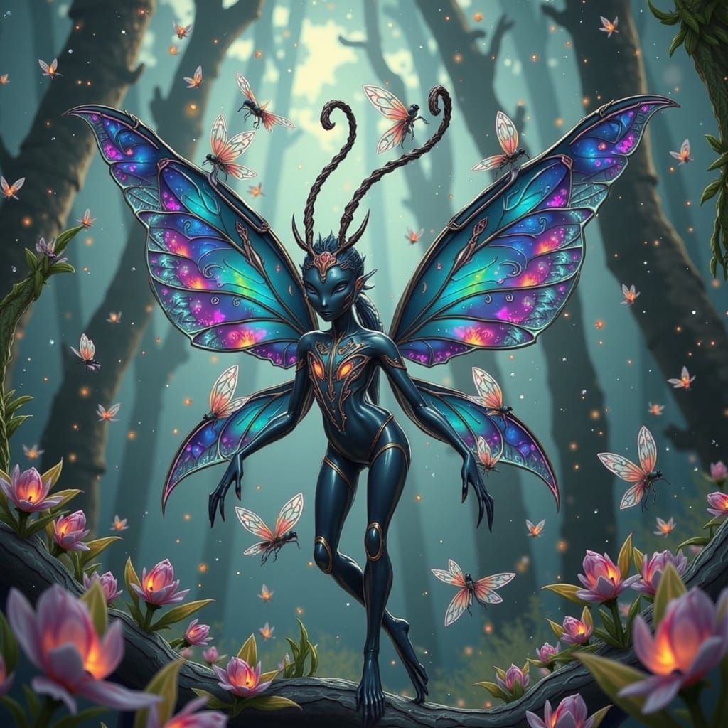 Ethereal Beings in a Gigeresque Forest Landscape