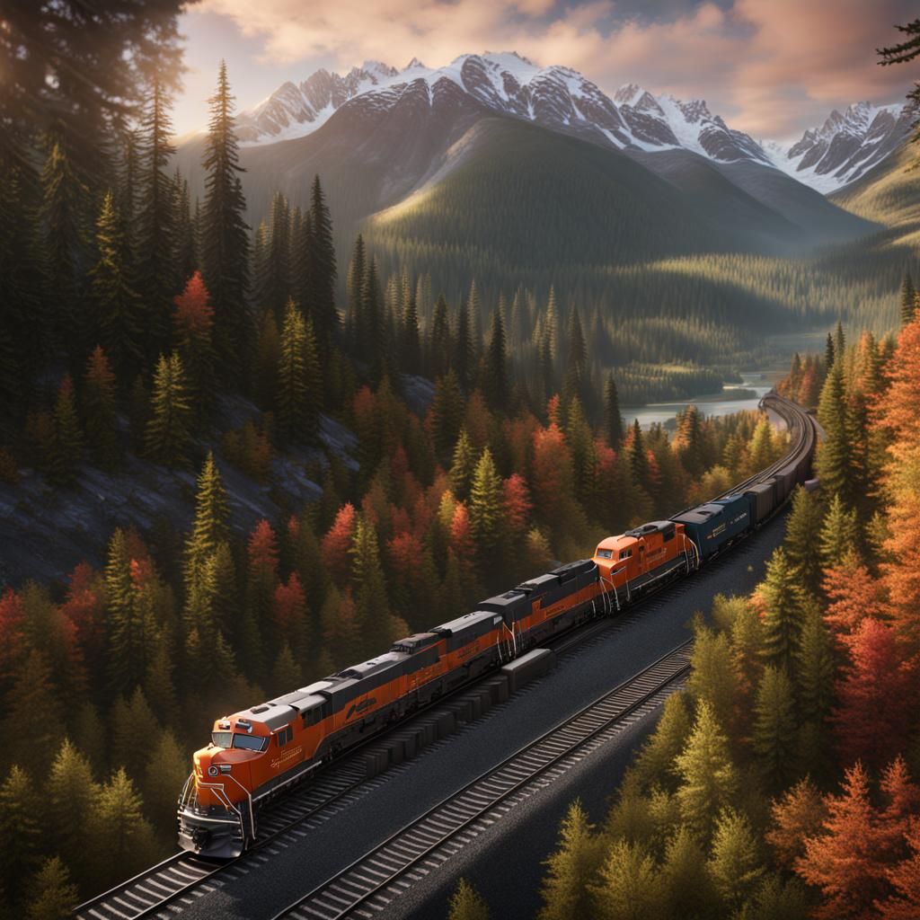 Canadian BNSF Train Through British Columbia: Matte Painting