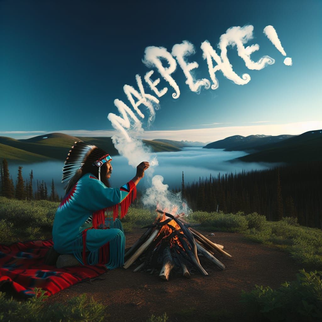Native American Sends Smoke Signal for Peace