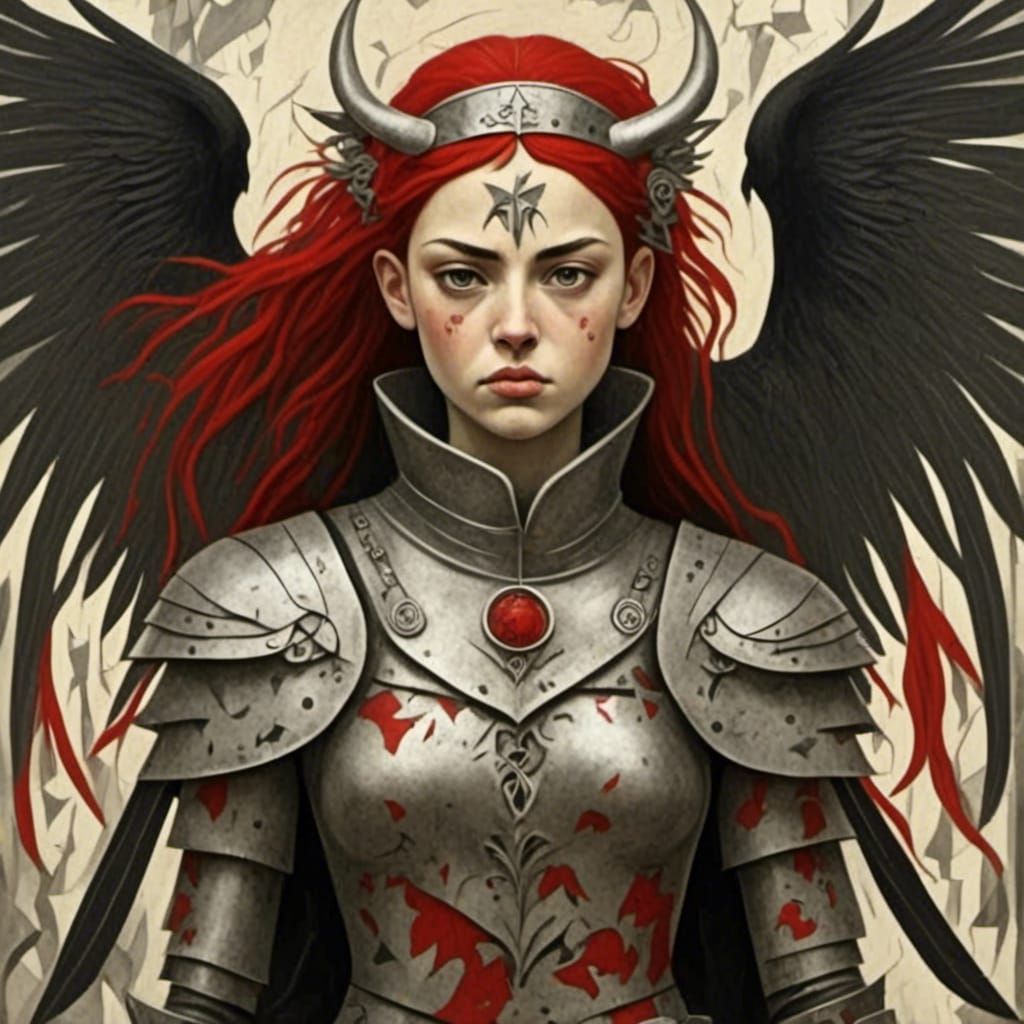 Anime Angel of Vengeance with Scorched Wings