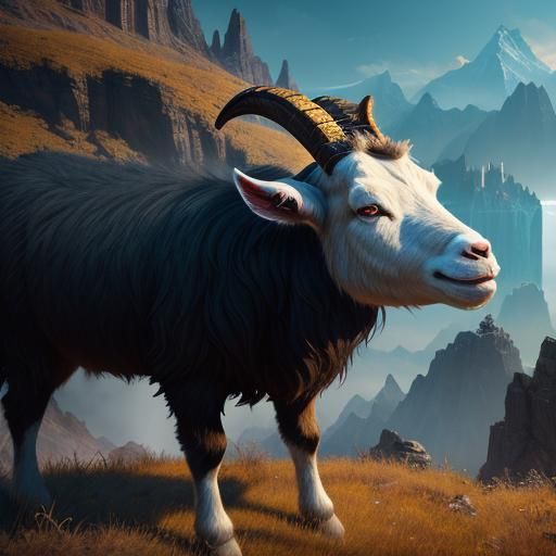 Fantastical Goat in Detailed Matte Painting