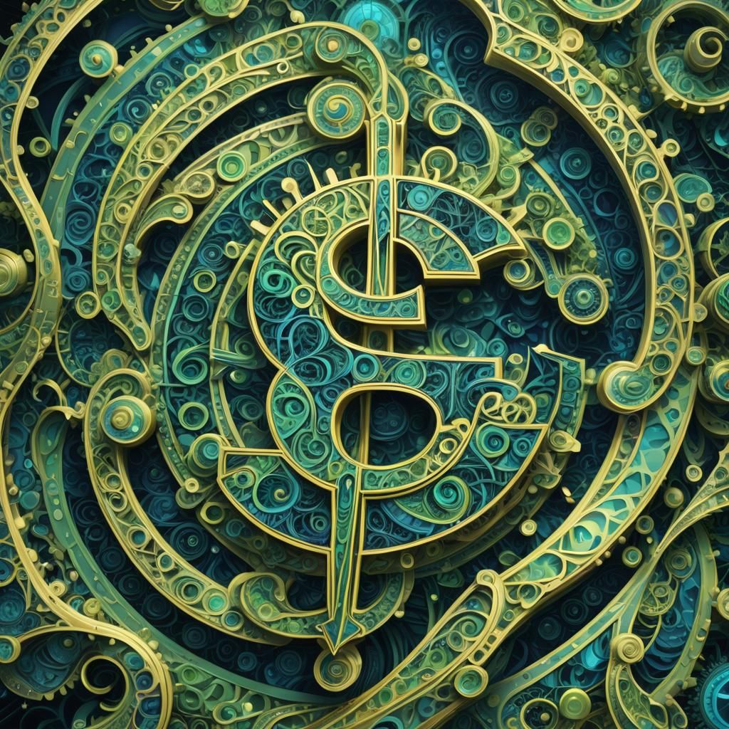 Ethereal Dollar Sign in Fractal Abstract Art