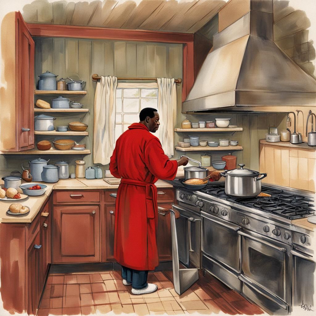 Cozy Kitchen Scene with Father Cooking