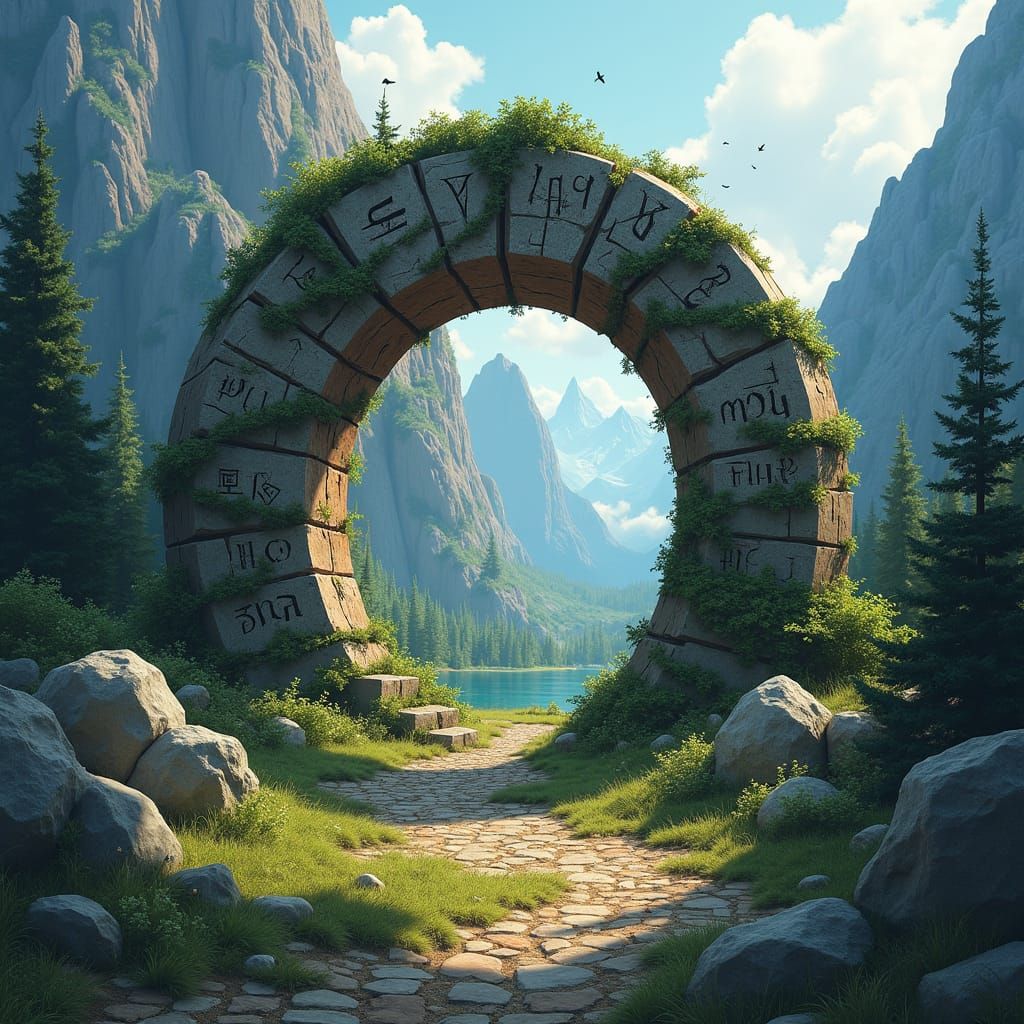 Mystical Portal to Fantasy Realm in Digital Painting Style