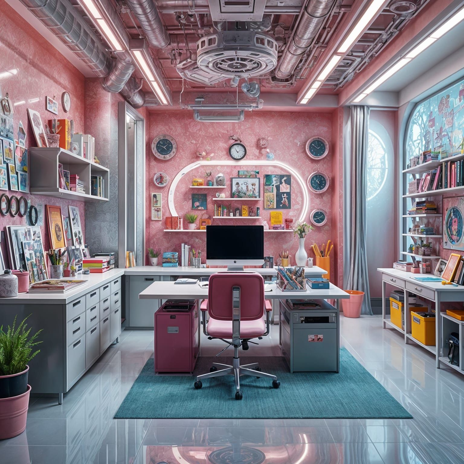 Futuristic Arts and Crafts Office Sanctuary