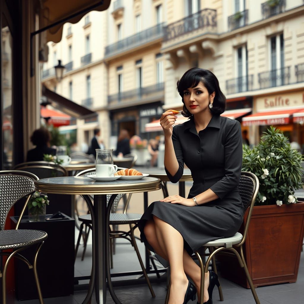 Michele Lee Enjoys Parisian Breakfast, French New Wave Style