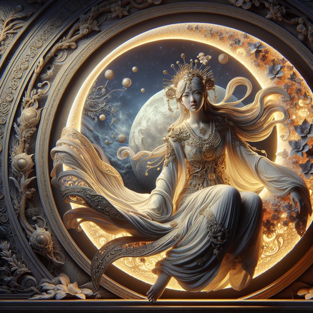 Moon Goddess Retreating from Dawn, Art Nouveau Style