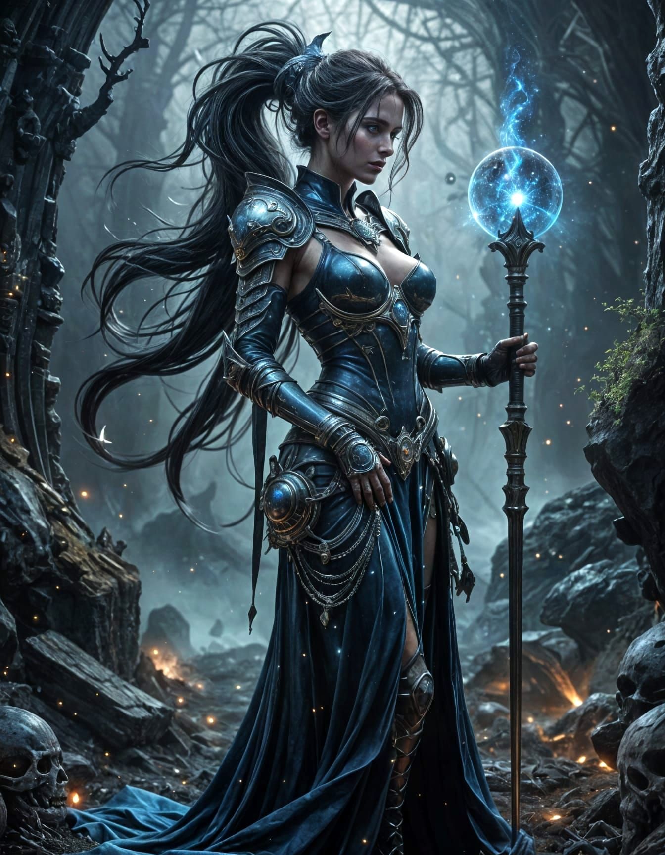 Ethereal Goddess Guardian of Nebula in Cosmic Stardust