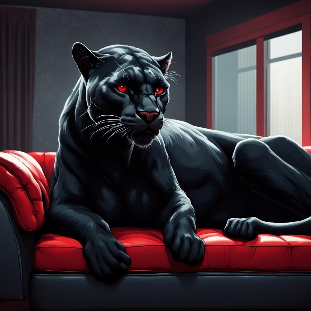 Panther as Mafia Boss in Sci-Fi Comic Style