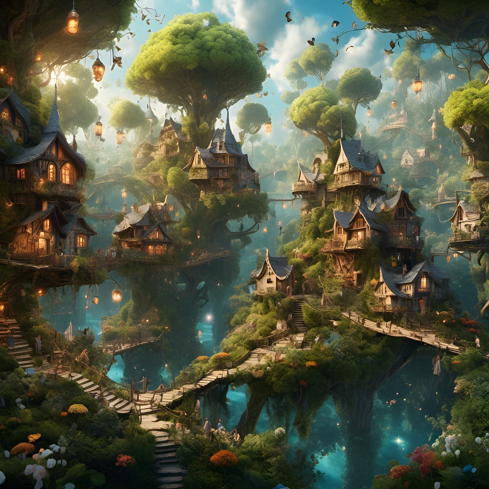 Enchanting Fairy Forest with Flying Fairies