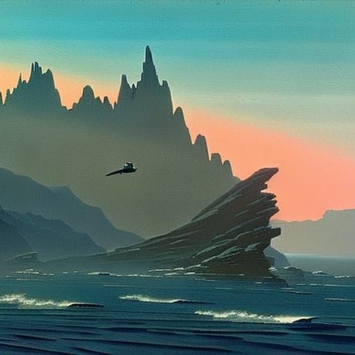 Eerie Cosmic Bad Moon Rising, Science Fiction Art