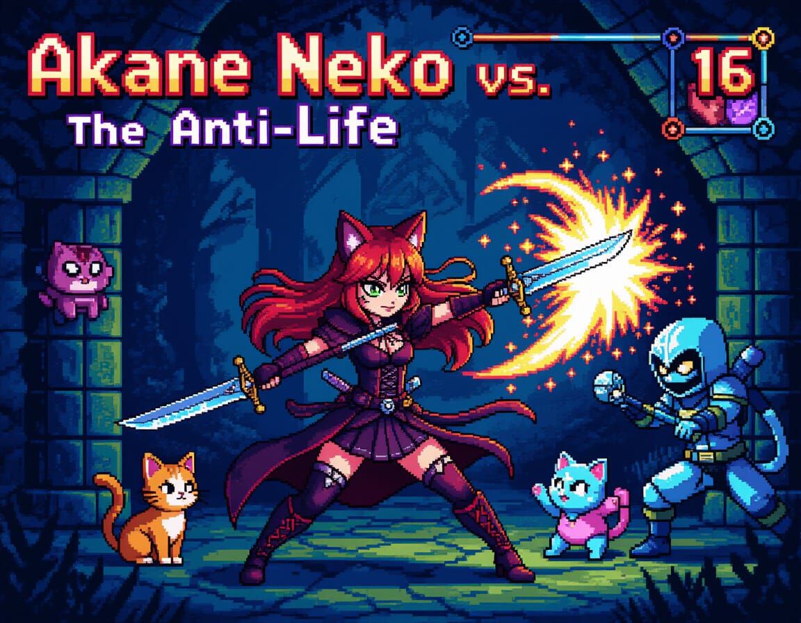 16-Bit Cat-Eared Hero in Magical Combat