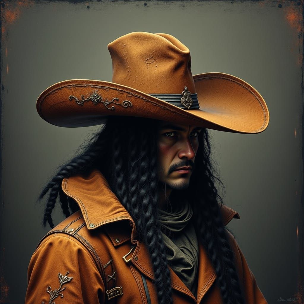 Worn Sombrero with Faded Embroidery at Twilight