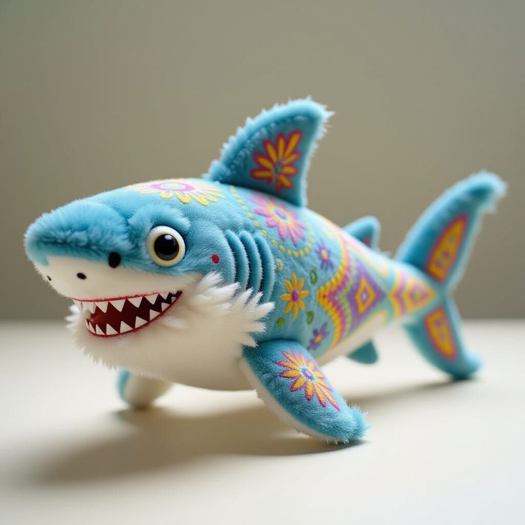 Whimsical Alebrije: A Cute Fluffy Shark