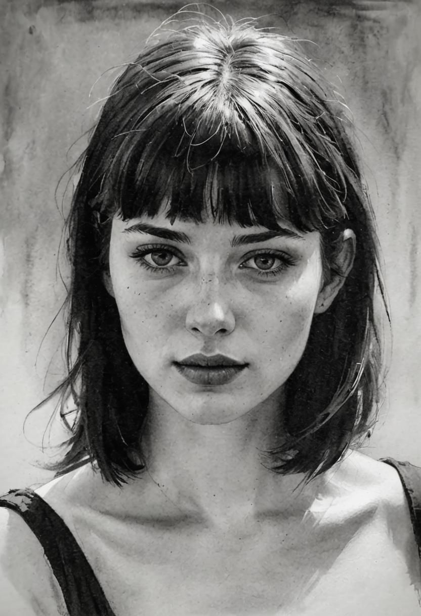 Expressive Charcoal Portrait of a Young Woman