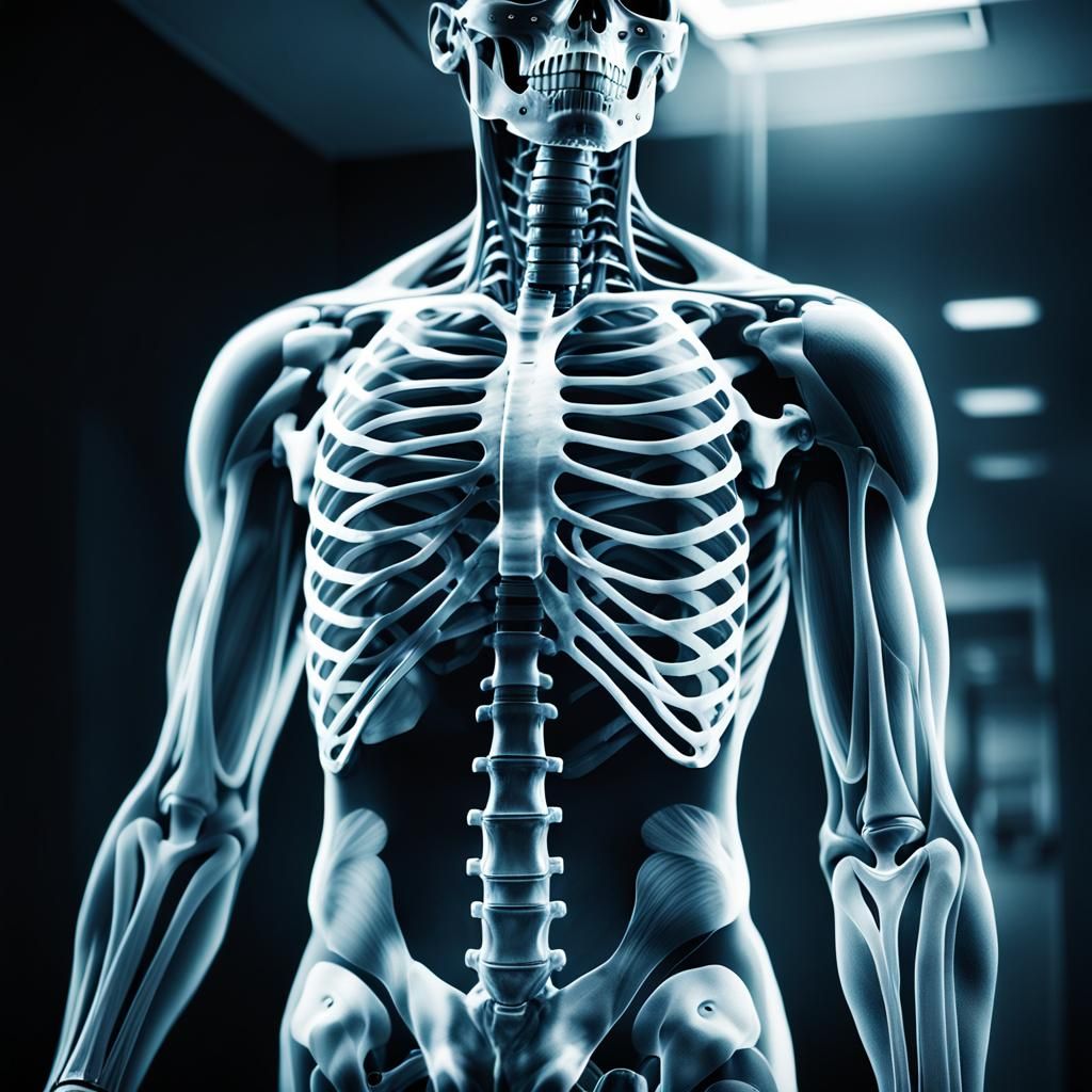Hyper-Realistic X-Ray of Upper Body in Hospital