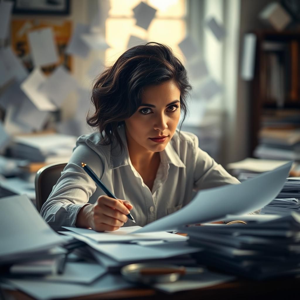 Woman Writing at Desk in McCurry and Lindbergh Style