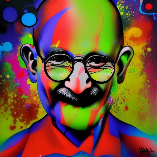 Gandhi Avatar in Colorful Graffiti Art