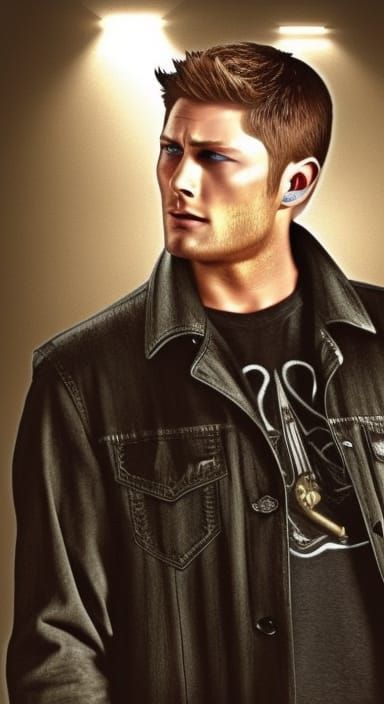 Dean Winchester with 1967 Impala in Dark Gothic Style