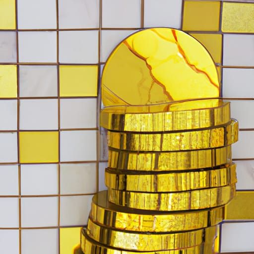 Gold Coins in Tile Mosaic Style