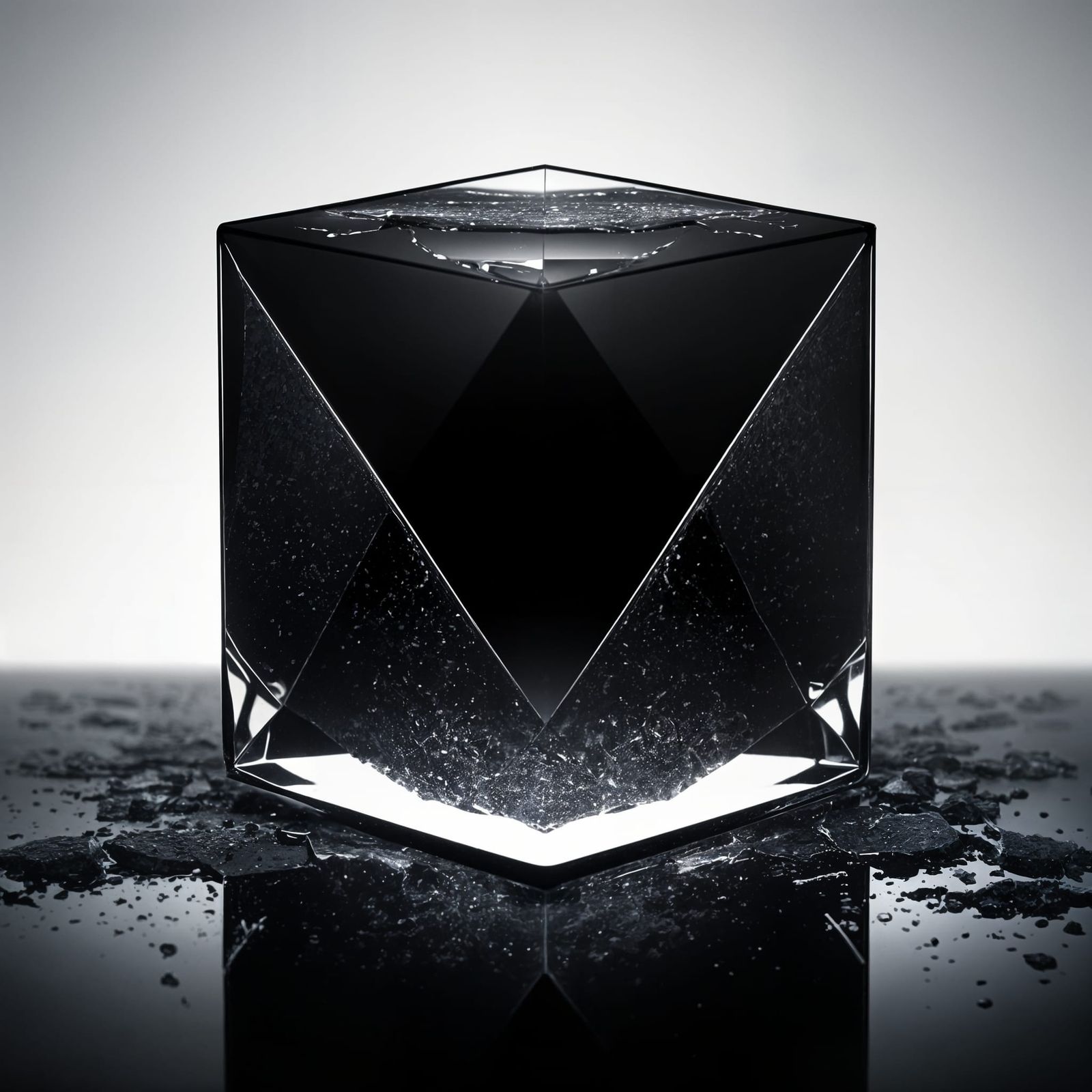 Dramatic Glass Cube Leaks Toxic Sludge in a Void