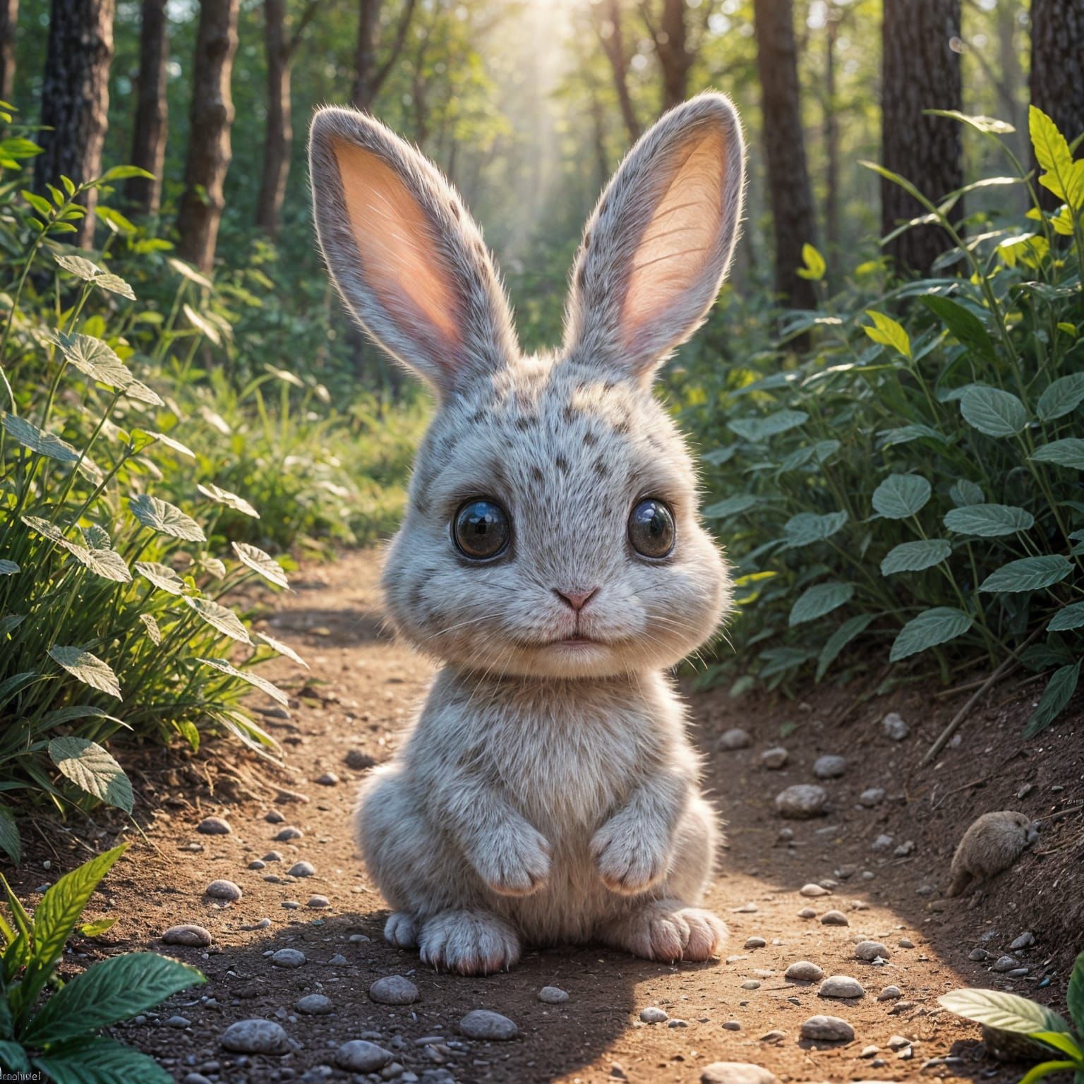 Polka Dot Rabbit in Kawaii Digital Art Style