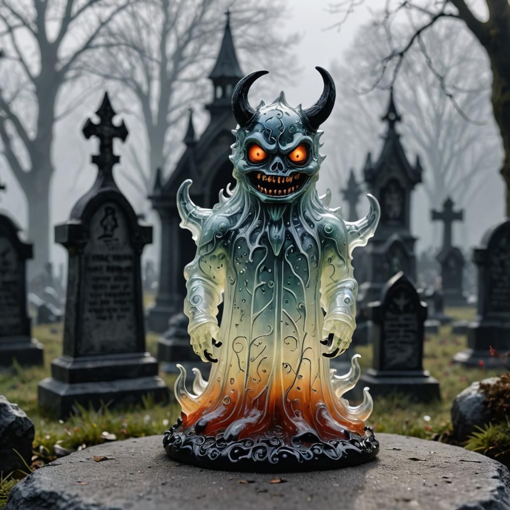 Enameled Glass Graveyard Monster Figurine