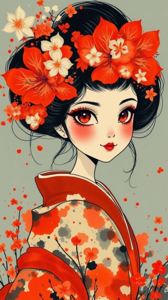Soft Geisha Flower Woman