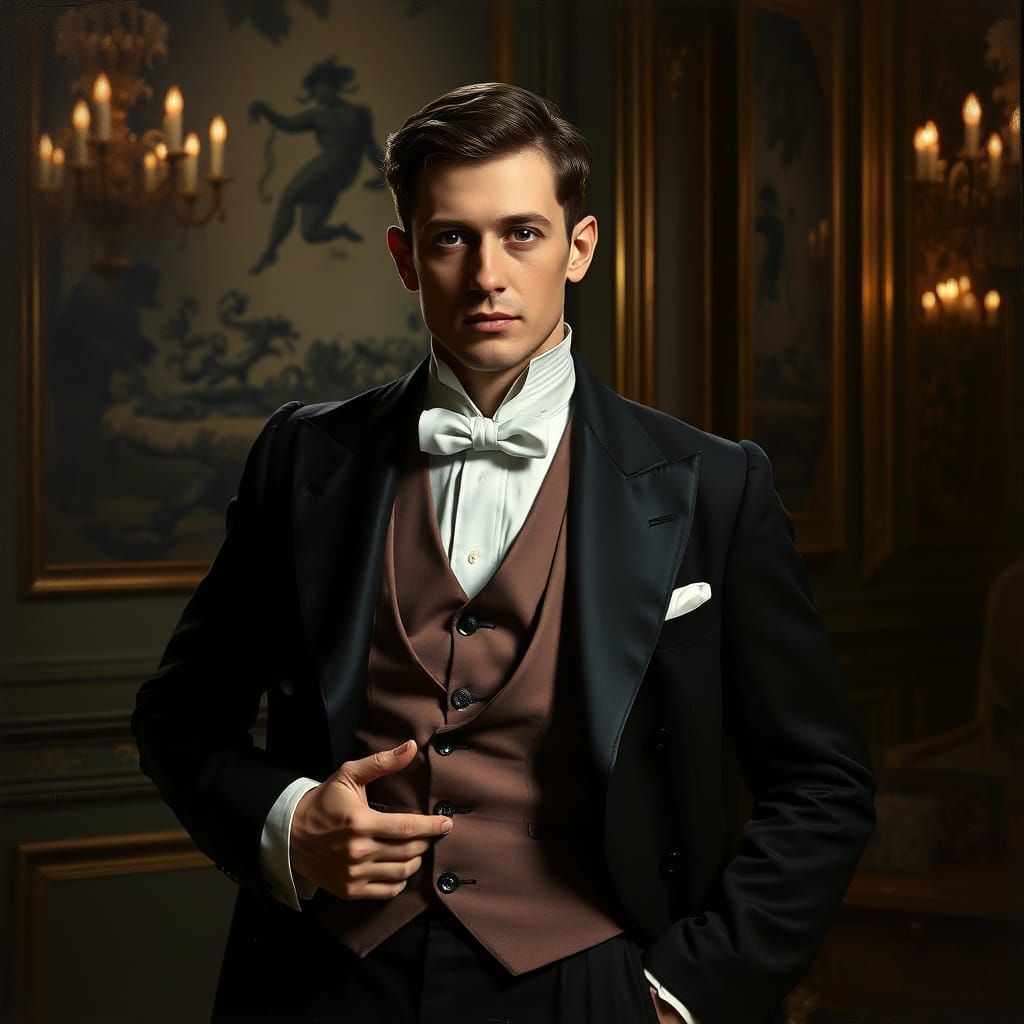 Edwardian Gentleman Portrait with Chiaroscuro Lighting