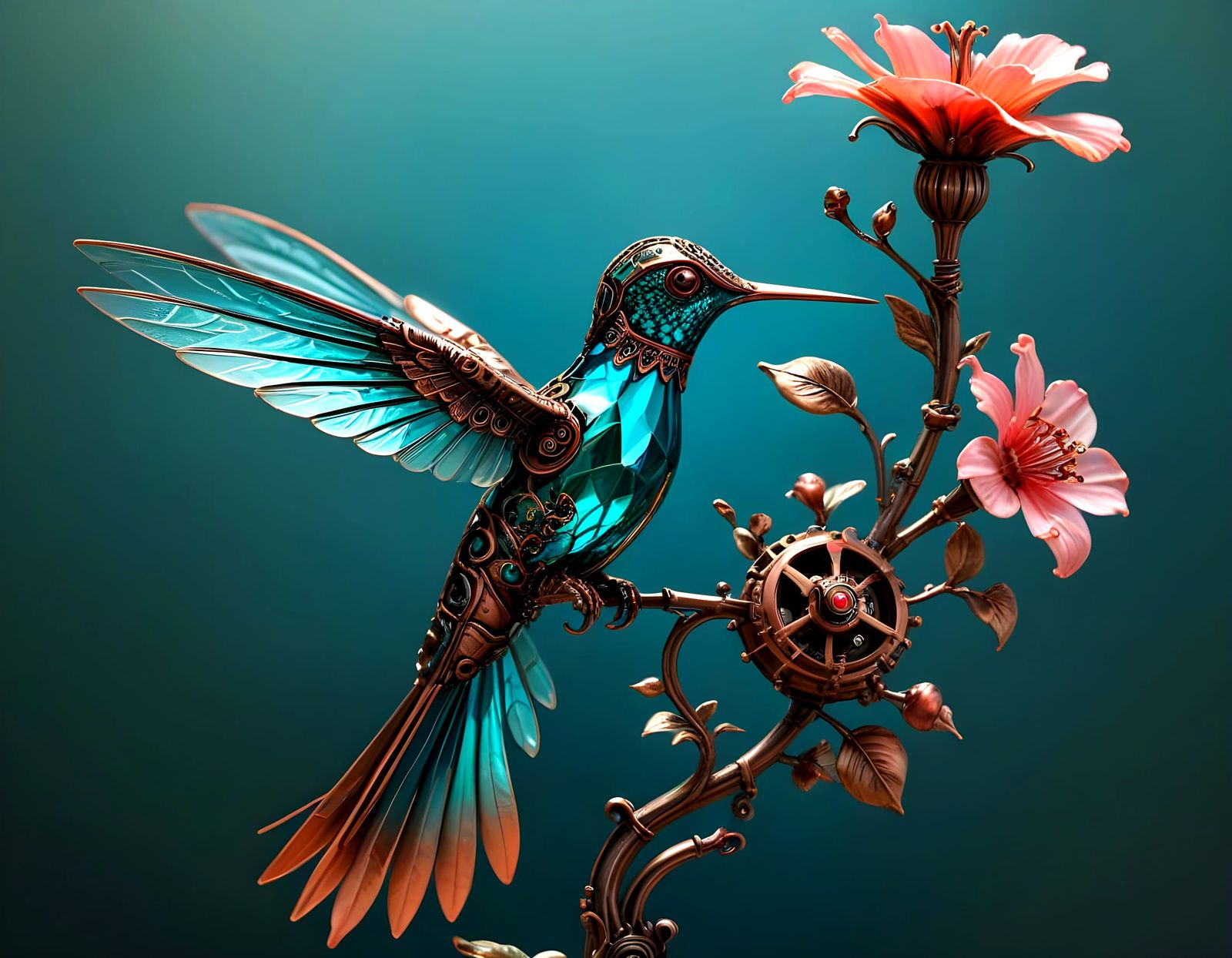 Steampunk Mechanical Marvel in Vibrant Color