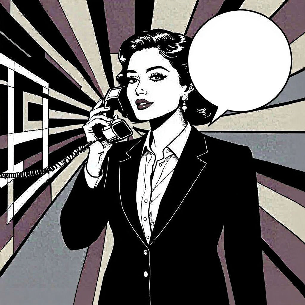 Lichtenstein Style Pop Art Woman on Phone