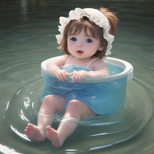 Baby Girl Playing in Water