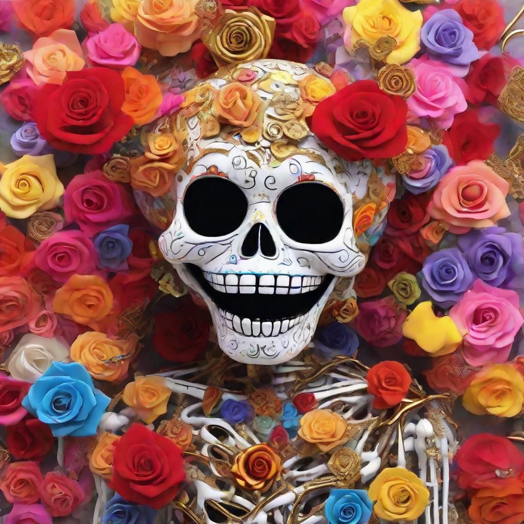 Felix the Cat Sugar Skull with Roses