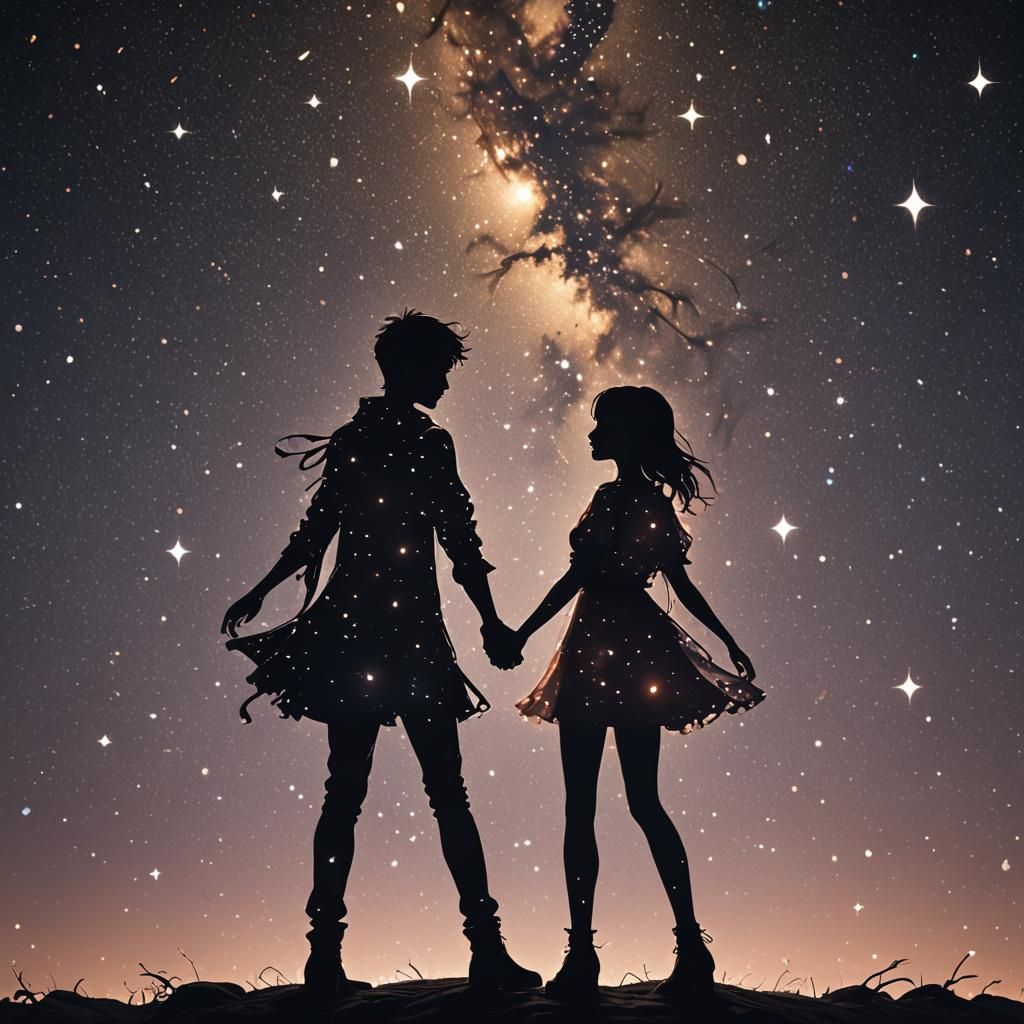 Teenage Couple Dancing Made of Starlight