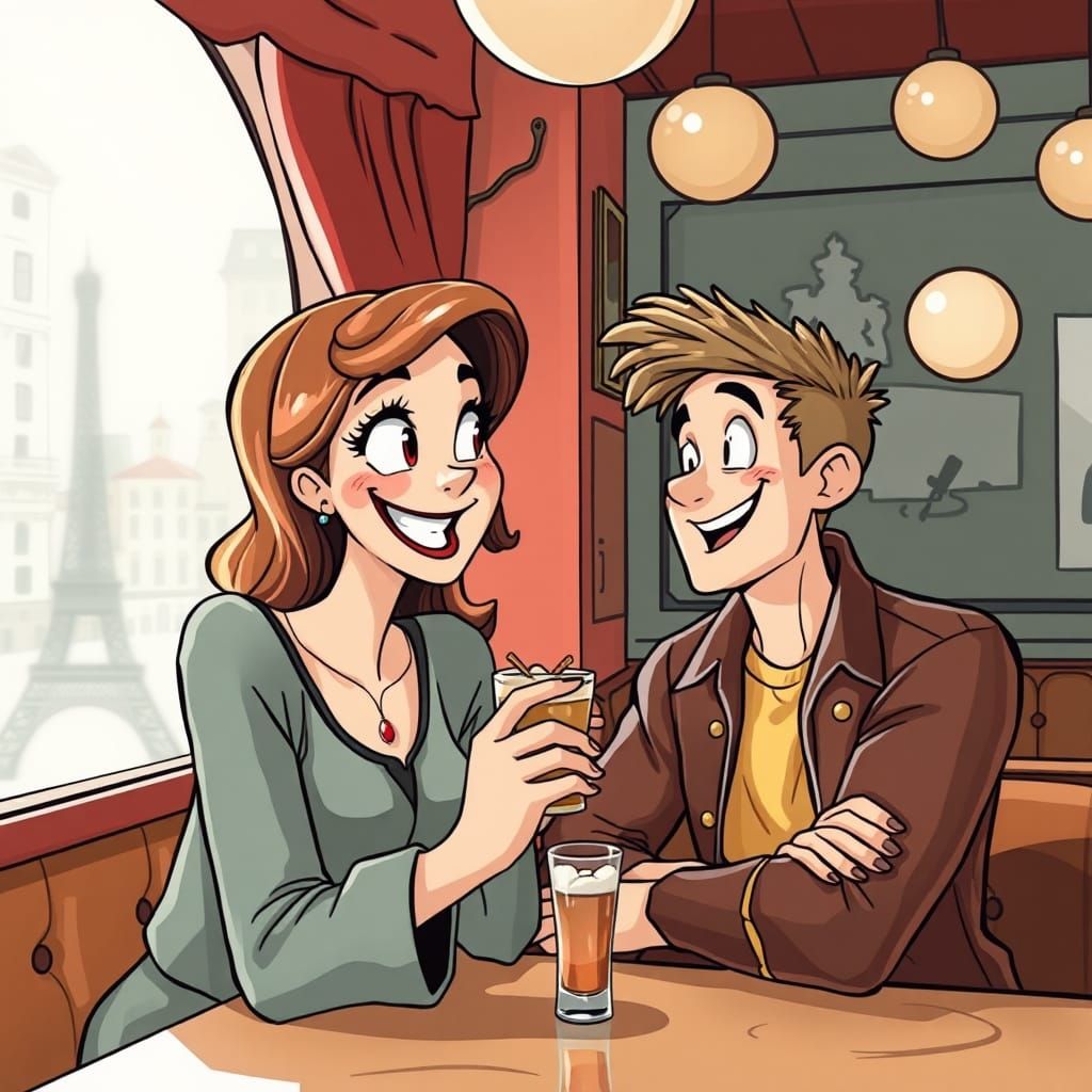 Paris Diner Conversation in Scott Pilgrim Style