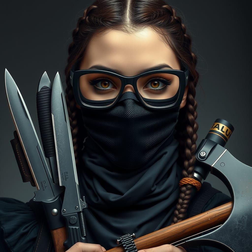 Woman Hidden Behind Mask in Photorealistic Style