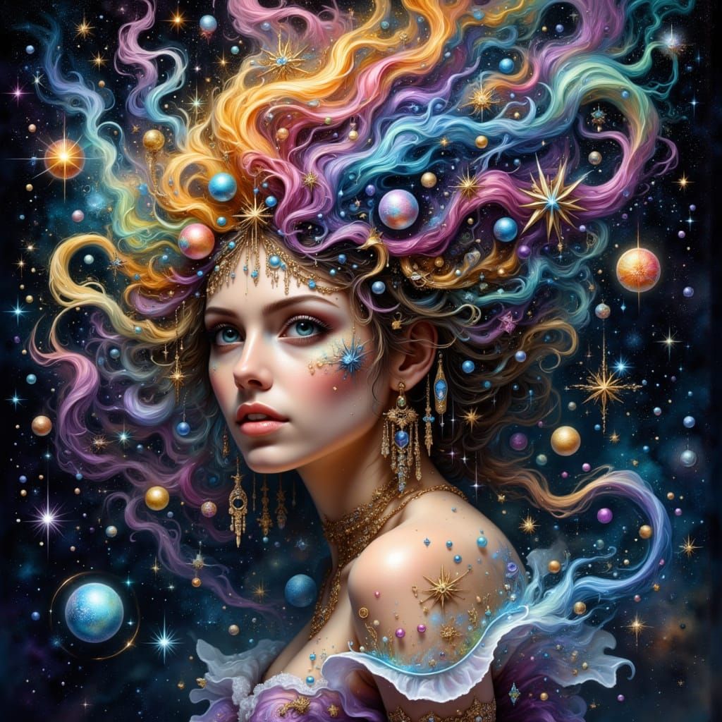 Glowing Cosmic Goddess in Ethereal Splendor