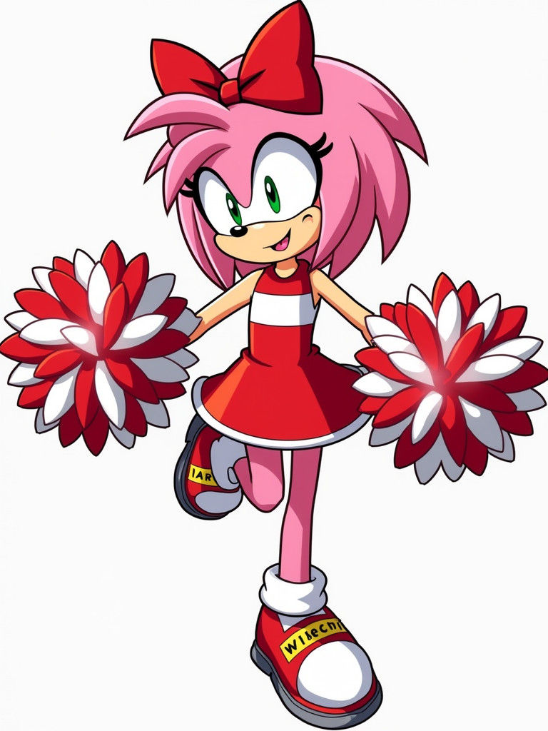 Amy Rose Cheerleader in Vector Art Style