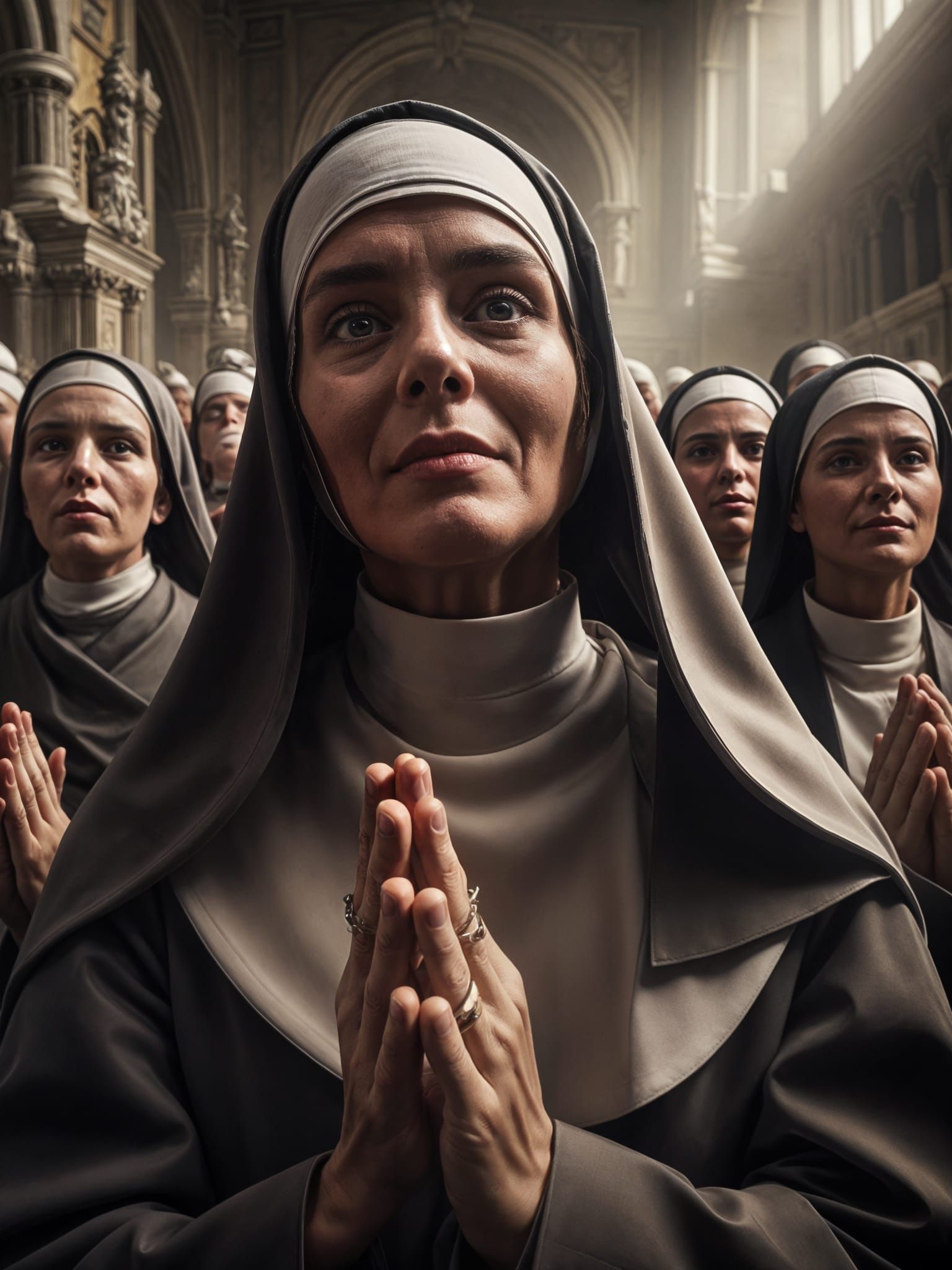 Ethereal Nun in Super Realistic Prayer