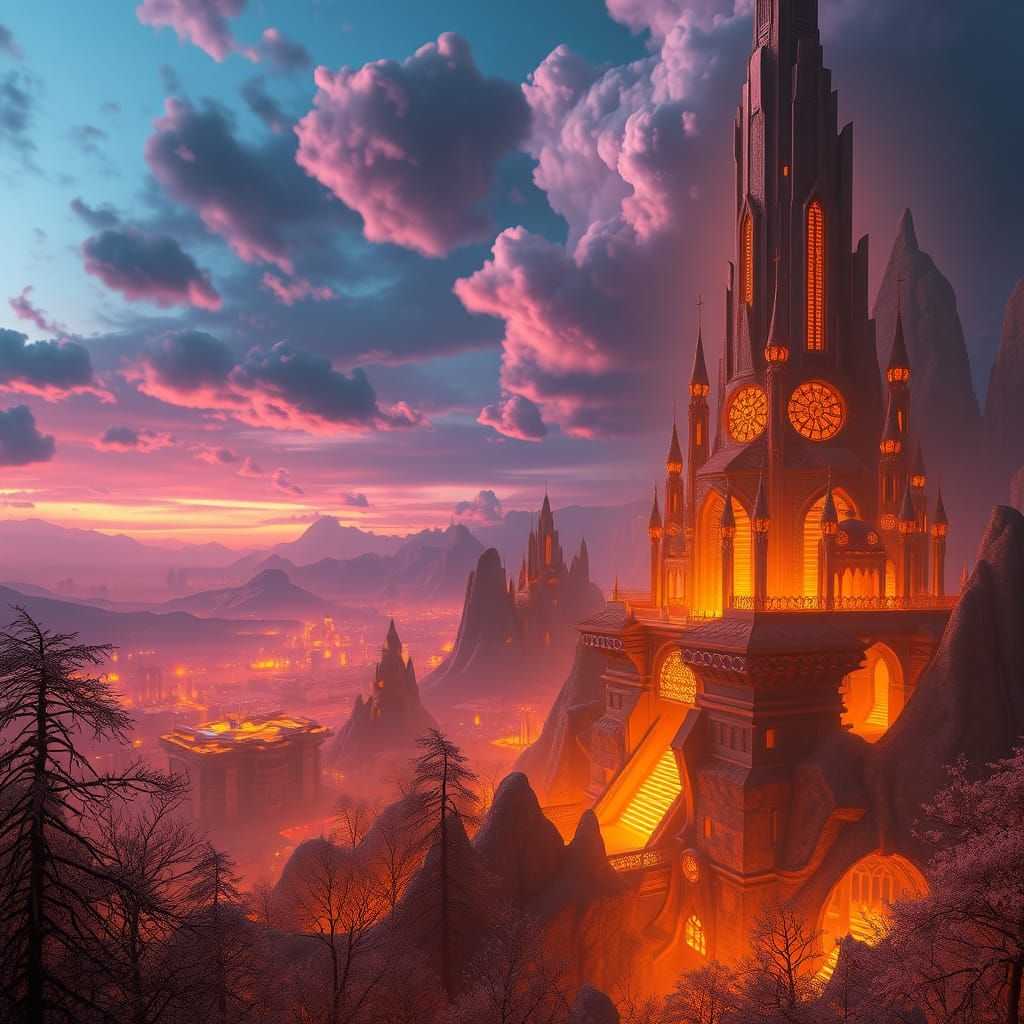 Breathtaking Futuristic Landscape in Cyberpunk Style