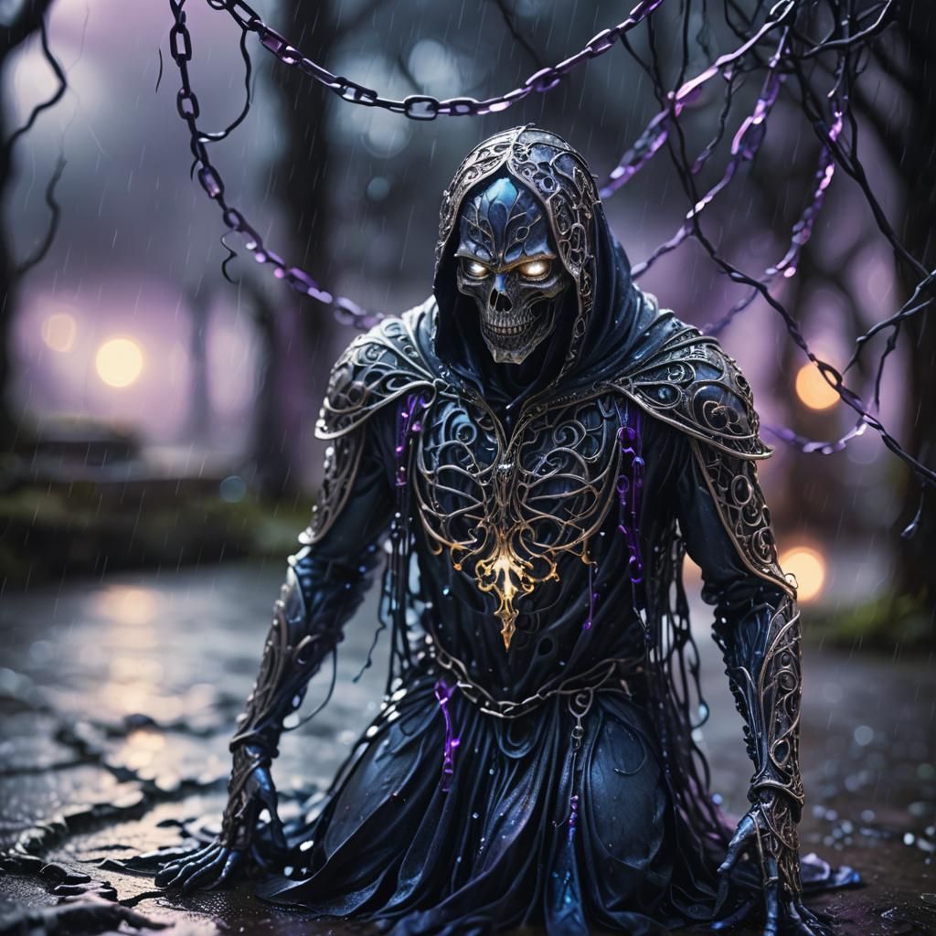 Ghostly Figure Chained in Dark Fantasy Art